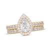 Thumbnail Image 0 of Lab-Grown Diamonds by KAY Pear-Shaped Halo Bridal Set 2 ct tw 14K Yellow Gold (VS2/F)