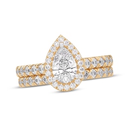 Adore Lab-Grown Diamonds Pear-Shaped Halo Bridal Set 2 ct tw 14K Yellow Gold (VS2/F)