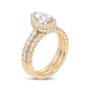 Thumbnail Image 1 of Lab-Grown Diamonds by KAY Pear-Shaped Halo Bridal Set 2 ct tw 14K Yellow Gold (VS2/F)