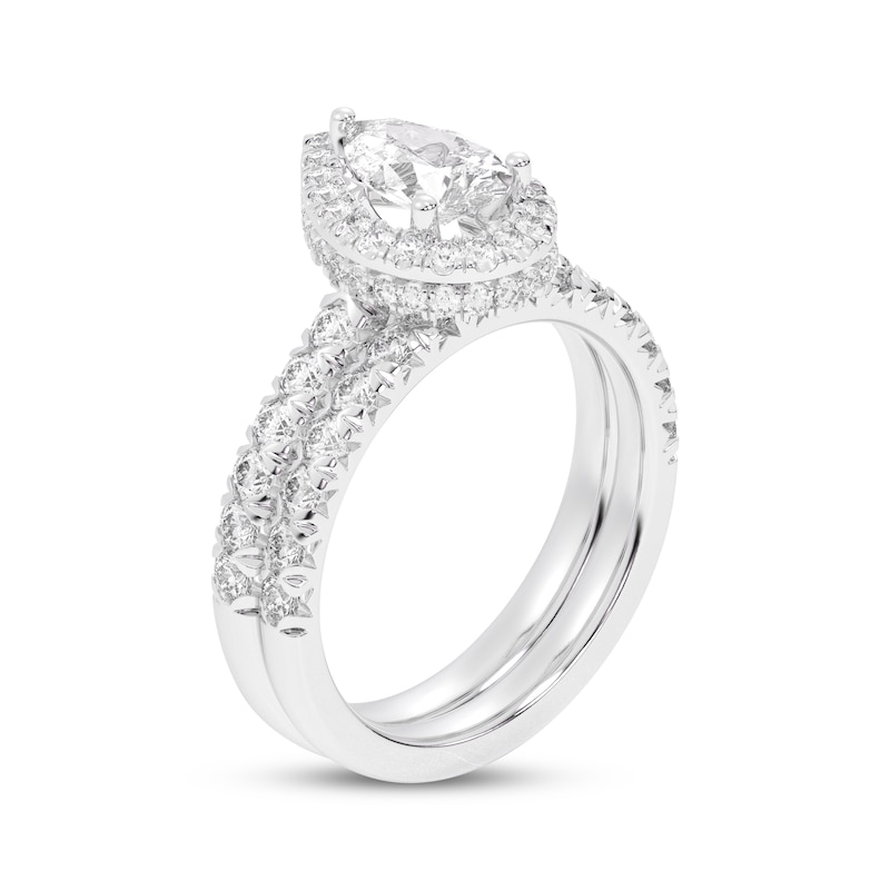 Lab-Created Diamonds by KAY Pear-Shaped Halo Bridal Set 2 ct tw 14K White Gold (VS2/F)