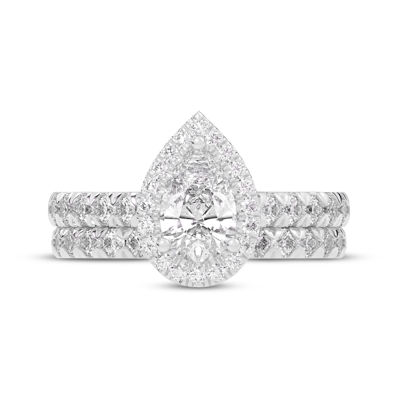 Lab-Created Diamonds by KAY Pear-Shaped Halo Bridal Set 2 ct tw 14K White Gold (VS2/F)