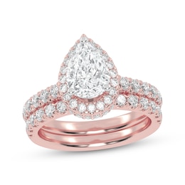 Adore Lab-Grown Diamonds Pear-Shaped Bridal Set 2 ct tw 14K Rose Gold