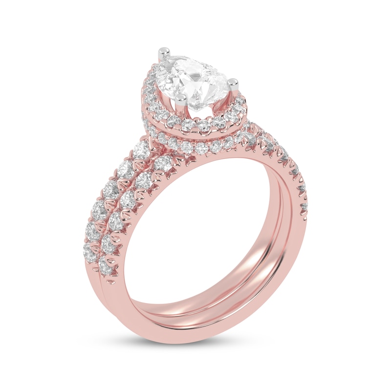 Main Image 2 of Lab-Grown Diamonds by KAY Pear-Shaped Bridal Set 2 ct tw 14K Rose Gold