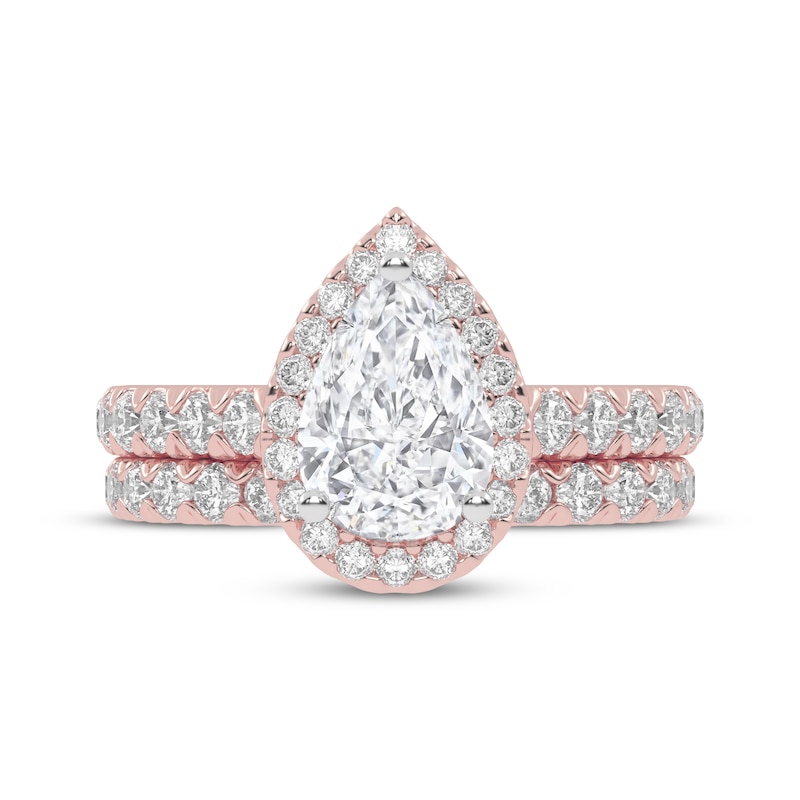 Main Image 3 of Lab-Grown Diamonds by KAY Pear-Shaped Bridal Set 2 ct tw 14K Rose Gold