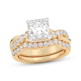 Adore Lab-Grown Diamonds Princess-Cut Double Cuff Bridal Set 3 ct tw 14K Yellow Gold (VS2/F)