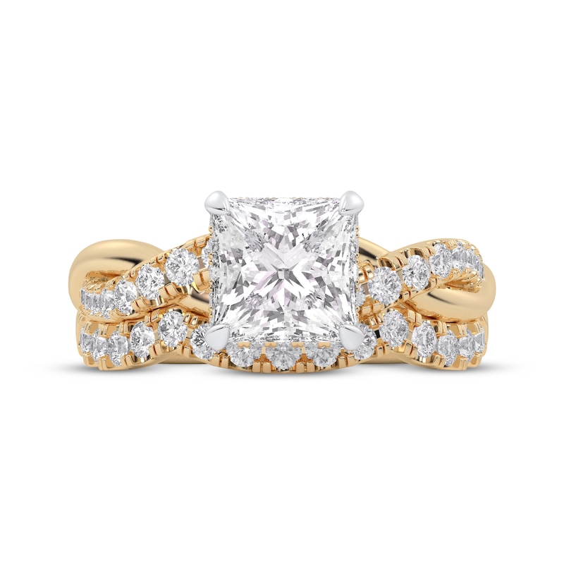 Main Image 3 of Lab-Grown Diamonds by KAY Princess-Cut Double Cuff Bridal Set 3 ct tw 14K Yellow Gold (VS2/F)