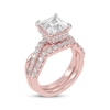 Thumbnail Image 2 of Lab-Grown Diamonds by KAY Princess-Cut Double Hidden Halo Bridal Set 3 ct tw 14K Rose Gold