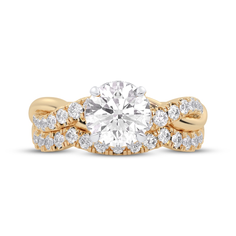 Lab-Grown Diamonds by KAY Round-Cut Double Cuff Bridal Set 3 ct tw 14K Yellow Gold (VS2/F)