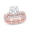 Thumbnail Image 1 of Lab-Grown Diamonds by KAY Round-Cut Double Hidden Halo Bridal Set 3 ct tw 14K Rose Gold