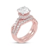 Thumbnail Image 2 of Lab-Grown Diamonds by KAY Round-Cut Double Hidden Halo Bridal Set 3 ct tw 14K Rose Gold