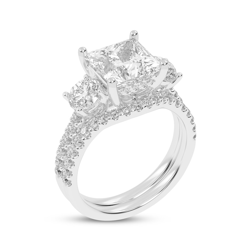 Lab-Grown Diamonds by KAY Princess & Round-Cut Three-Stone Bridal Set 3 ct tw 14K White Gold