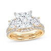 Thumbnail Image 0 of Lab-Created Diamonds by KAY Princess & Round-Cut Three-Stone Bridal Set 3 ct tw 14K Yellow Gold