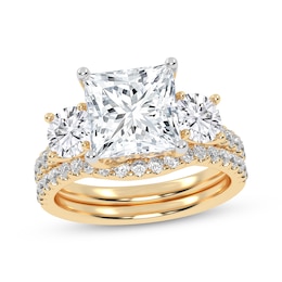 Adore Lab-Grown Diamonds Princess & Round-Cut Three-Stone Bridal Set 3 ct tw 14K Yellow Gold