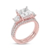 Thumbnail Image 1 of Lab-Created Diamonds by KAY Princess & Round-Cut Three-Stone Bridal Set 3 ct tw 14K Rose Gold