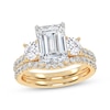 Thumbnail Image 1 of Lab-Grown Diamonds by KAY Emerald-Cut Three-Stone Bridal Set 3 ct tw 14K Yellow Gold