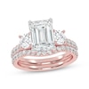 Thumbnail Image 1 of Lab-Grown Diamonds by KAY Emerald-Cut Three-Stone Bridal Set 3 ct tw 14K Rose Gold