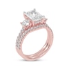 Thumbnail Image 2 of Lab-Grown Diamonds by KAY Emerald-Cut Three-Stone Bridal Set 3 ct tw 14K Rose Gold