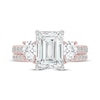 Thumbnail Image 3 of Lab-Grown Diamonds by KAY Emerald-Cut Three-Stone Bridal Set 3 ct tw 14K Rose Gold