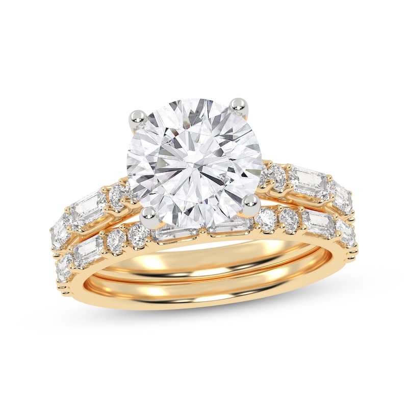 Lab-Created Diamonds by KAY Round-Cut Bridal Set 3 ct tw 14K Yellow Gold