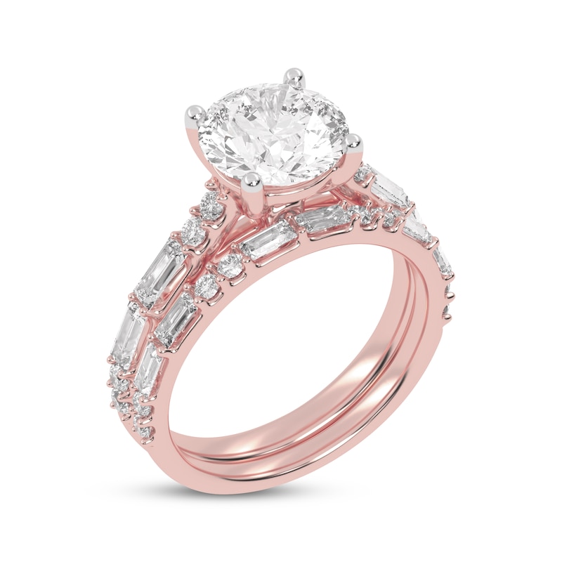 Main Image 2 of Lab-Grown Diamonds by KAY Round-Cut Bridal Set 3 ct tw 14K Rose Gold