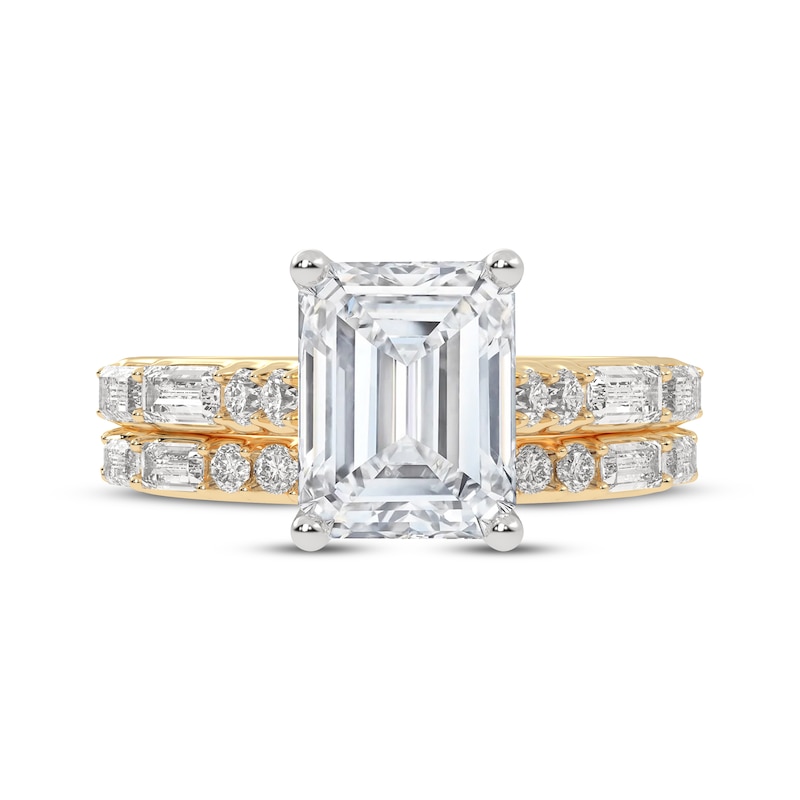 Main Image 3 of Lab-Grown Diamonds by KAY Emerald-Cut Bridal Set 3 ct tw 14K Yellow Gold