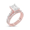 Thumbnail Image 2 of Lab-Grown Diamonds by KAY Emerald-Cut Bridal Set 3 ct tw 14K Rose Gold