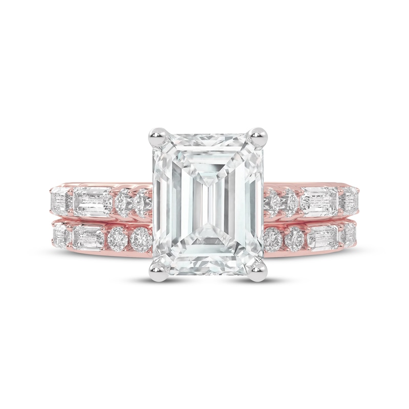 Main Image 3 of Lab-Grown Diamonds by KAY Emerald-Cut Bridal Set 3 ct tw 14K Rose Gold