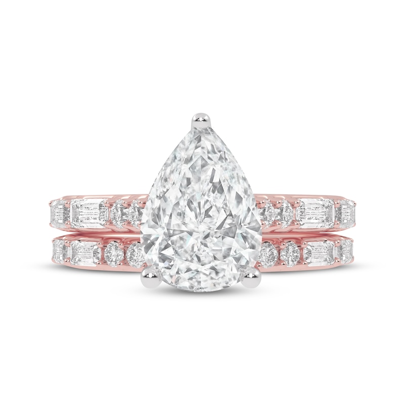 Main Image 3 of Lab-Grown Diamonds by KAY Pear-Shaped Bridal Set 3 ct tw 14K Rose Gold