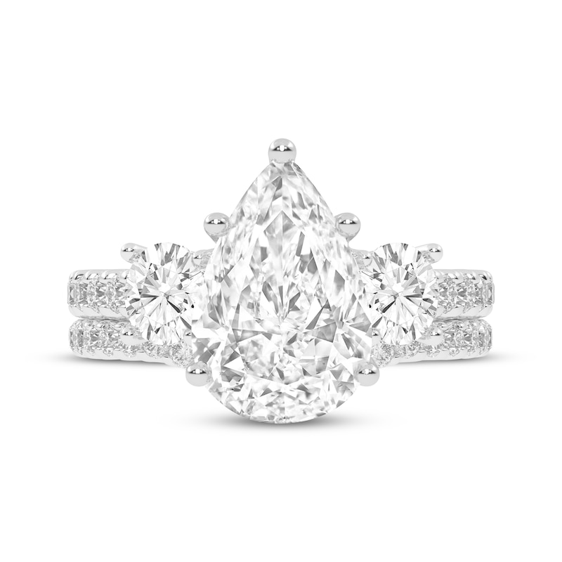 Lab-Grown Diamonds by KAY Pear-Shaped & Round-Cut Three-Stone Bridal Set 3 ct tw 14K White Gold