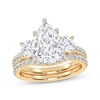 Thumbnail Image 0 of Lab-Grown Diamonds by KAY Pear-Shaped & Round-Cut Three-Stone Bridal Set 3 ct tw 14K Yellow Gold