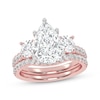 Thumbnail Image 1 of Lab-Grown Diamonds by KAY Pear-Shaped & Round-Cut Three-Stone Bridal Set 3 ct tw 14K Rose Gold