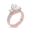 Thumbnail Image 2 of Lab-Grown Diamonds by KAY Pear-Shaped & Round-Cut Three-Stone Bridal Set 3 ct tw 14K Rose Gold