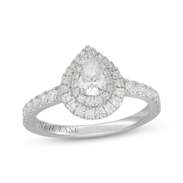 Neil Lane Pear-Shaped Diamond Double Halo Engagement Ring 7/8 ct tw 14K White Gold