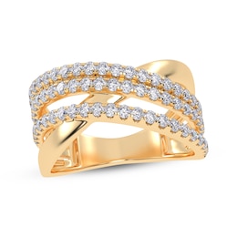 Diamond Multi-Row Crisscross Ring 1/2 ct tw 14K Yellow Gold