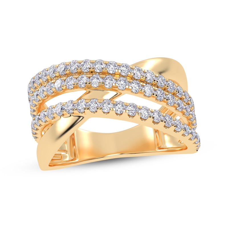 Main Image 1 of Diamond Multi-Row Crisscross Ring 1/2 ct tw 14K Yellow Gold