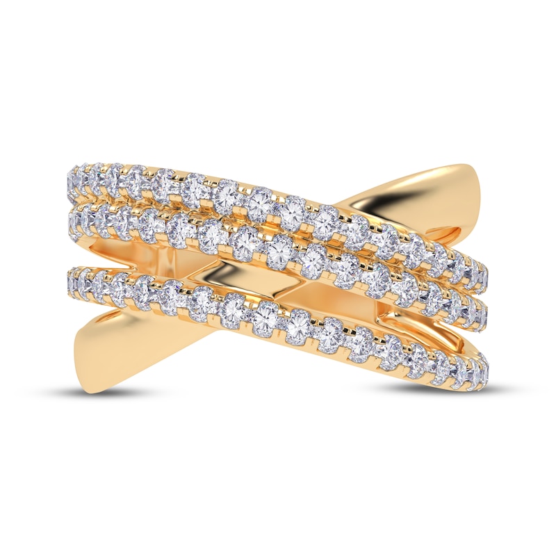 Main Image 3 of Diamond Multi-Row Crisscross Ring 1/2 ct tw 14K Yellow Gold