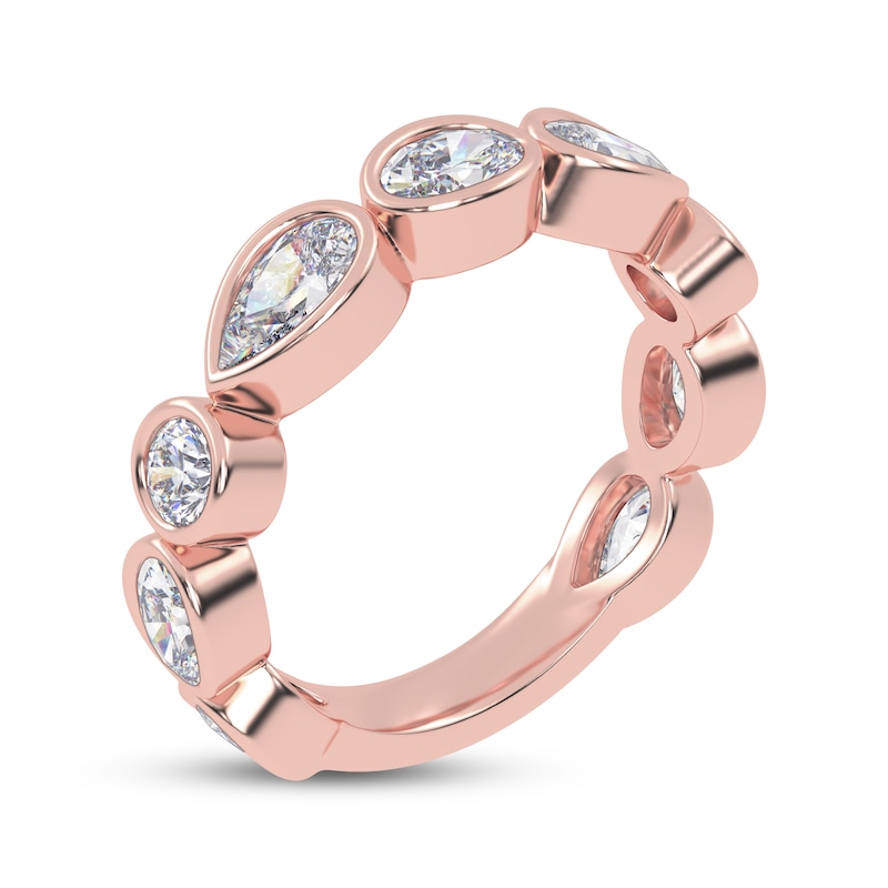 Main Image 2 of Lab-Grown Diamonds by KAY Oval, Pear & Round-Cut Anniversary Ring 2 ct tw 14K Rose Gold