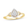 Thumbnail Image 1 of Multi-Diamond Pear-Shaped Halo Promise Ring 1/6 ct tw 24K Yellow Gold-Plated Sterling Silver