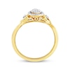 Thumbnail Image 3 of Multi-Diamond Pear-Shaped Halo Promise Ring 1/6 ct tw 24K Yellow Gold-Plated Sterling Silver