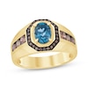 Thumbnail Image 1 of Men's Oval-Cut London Blue Topaz & Brown Diamond Ring 7/8 ct tw 10K Yellow Gold