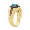 Thumbnail Image 2 of Men's Oval-Cut London Blue Topaz & Brown Diamond Ring 7/8 ct tw 10K Yellow Gold