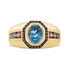 Thumbnail Image 3 of Men's Oval-Cut London Blue Topaz & Brown Diamond Ring 7/8 ct tw 10K Yellow Gold