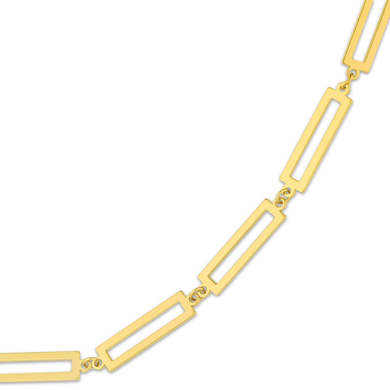 Main Image 2 of Rectangle Link Bracelet 14K Yellow Gold 7&quot;