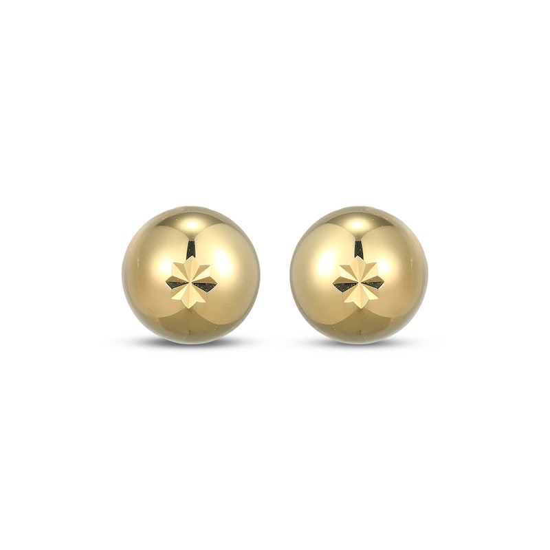 Main Image 2 of Engraved Star Ball Stud Earrings 18K Yellow Gold-Plated Sterling Silver