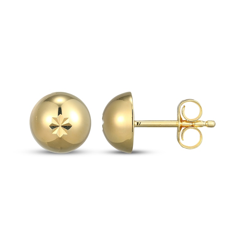 Main Image 3 of Engraved Star Ball Stud Earrings 18K Yellow Gold-Plated Sterling Silver