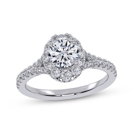 Adore Round-Cut Diamond Oval Halo Engagement Ring 1 ct tw 14K White Gold